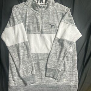 PINK Gray and White Men's Half-Zip Pullover